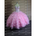 ED Bridal Pink Ball Gown Real Sample Ruffle Organza Crystal Beaded Western Quinceanera Dresses